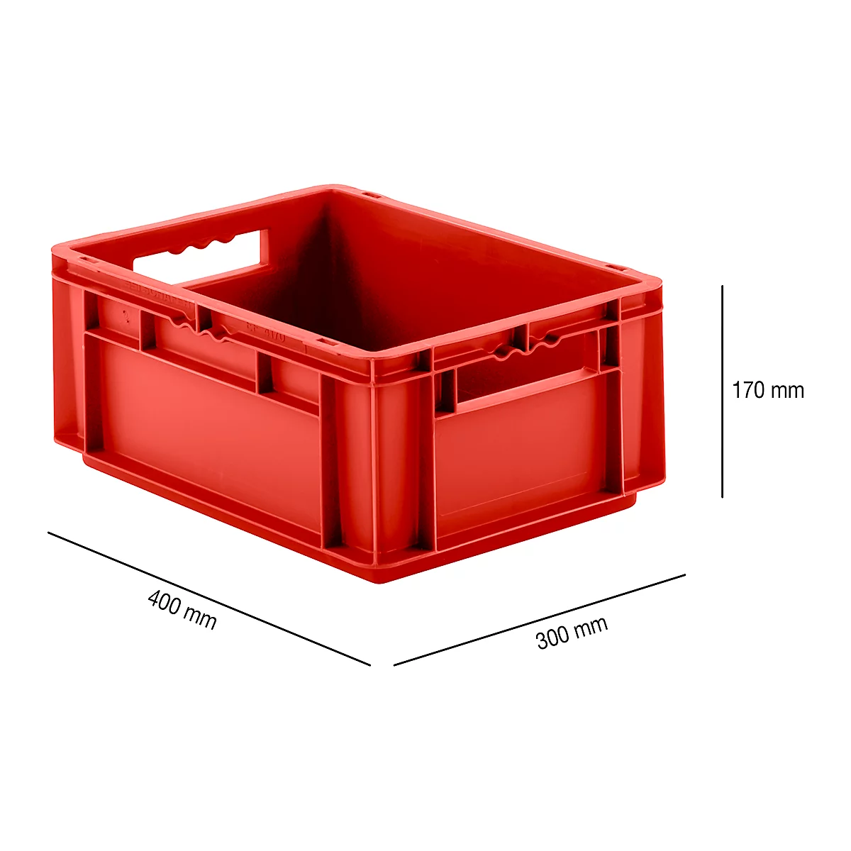 Caja con dimensiones norma europea EF 4170, sin tapa, 15,7 l, rojo