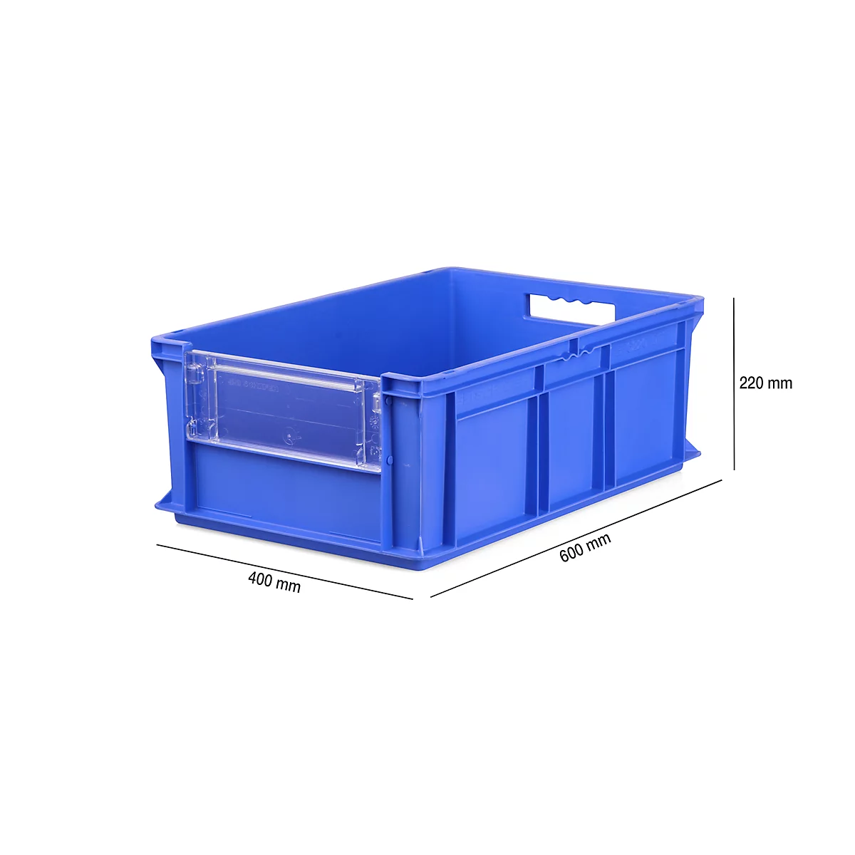 Caja con dimensiones norma europea EF 6220 SK, sin tapa, con tapa guardapolvo, 43,5 l, azul