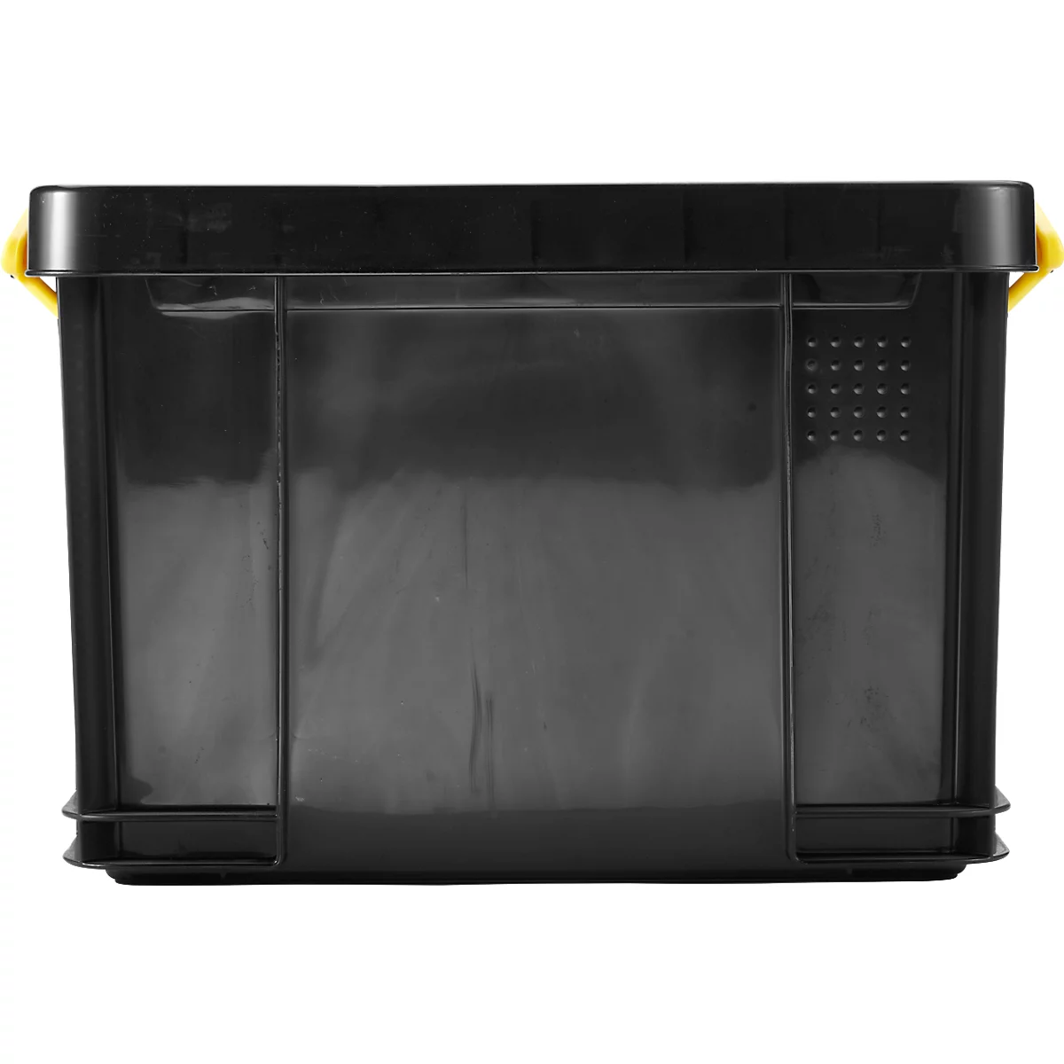 Caja de almacenaje Really Useful Boxes, 35 l, negro, asas amarillas