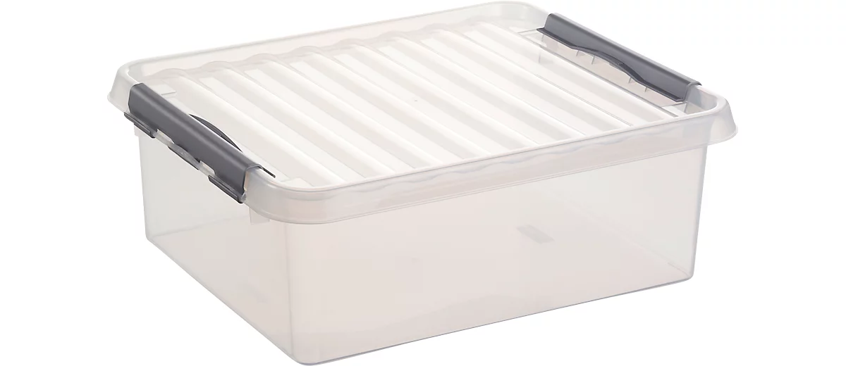 Caja de almacenaje Sunware Q-LINE, clips de cierre, transparente, apilable, 1 l, L 200 x A 150 x A 60 mm, gris