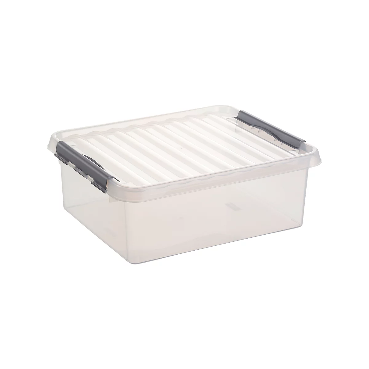 Caja de almacenaje Sunware Q-LINE, clips de cierre, transparente, apilable, 1 l, L 200 x A 150 x A 60 mm, gris