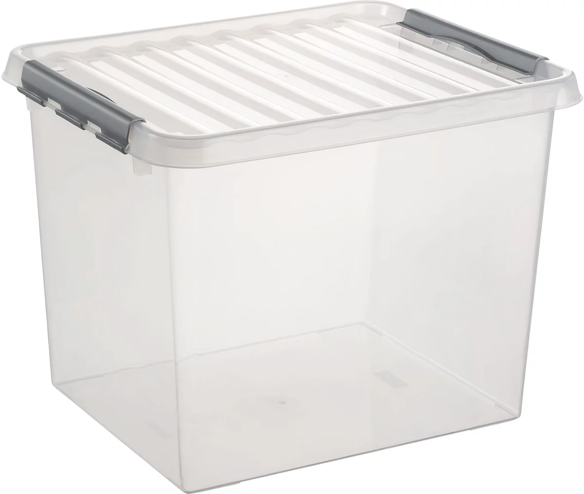 Caja de almacenaje Sunware Q-LINE, clips de cierre, transparente, apilable, 52 l, L 500 x A 400 x A 380 mm, gris