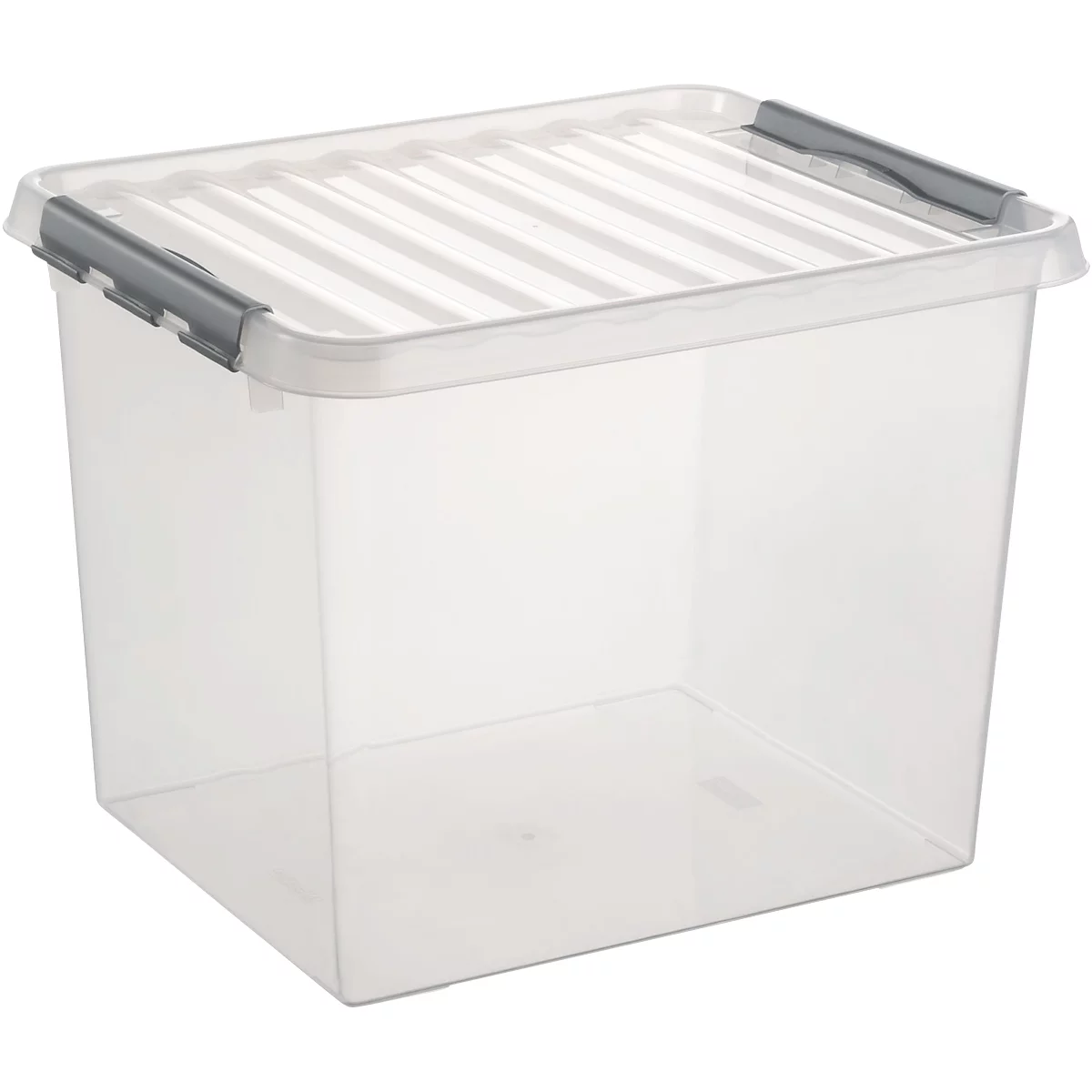 Caja de almacenaje Sunware Q-LINE, clips de cierre, transparente, apilable, 52 l, L 500 x A 400 x A 380 mm, gris