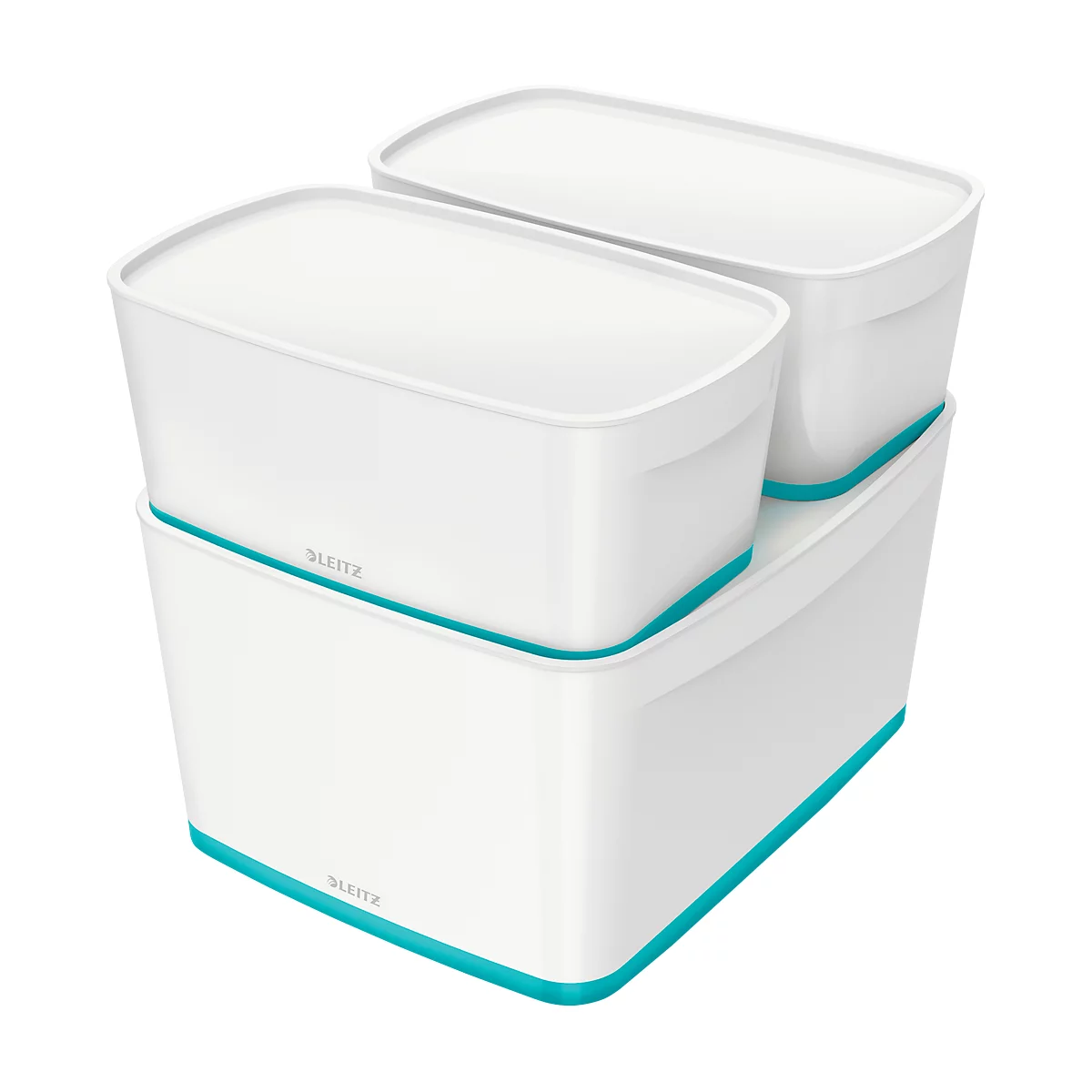 Caja de almacenamiento Leitz MyBox, DIN A4, para utensilios, blanco/azul hielo