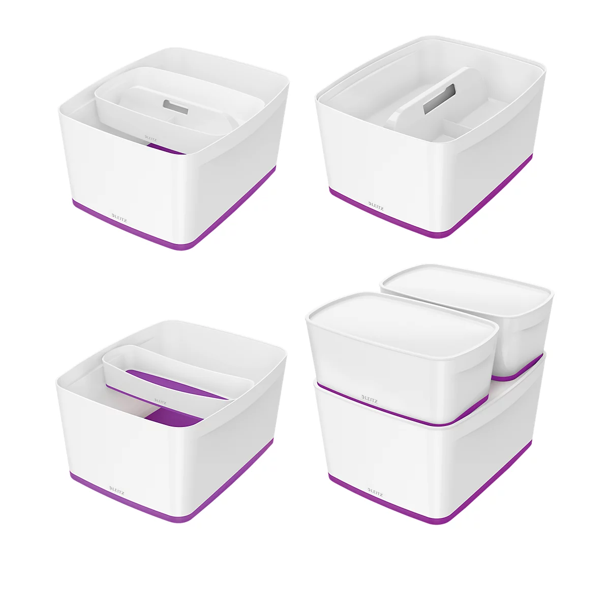 Caja de almacenamiento Leitz MyBox, DIN A4, para utensilios, blanco/violeta