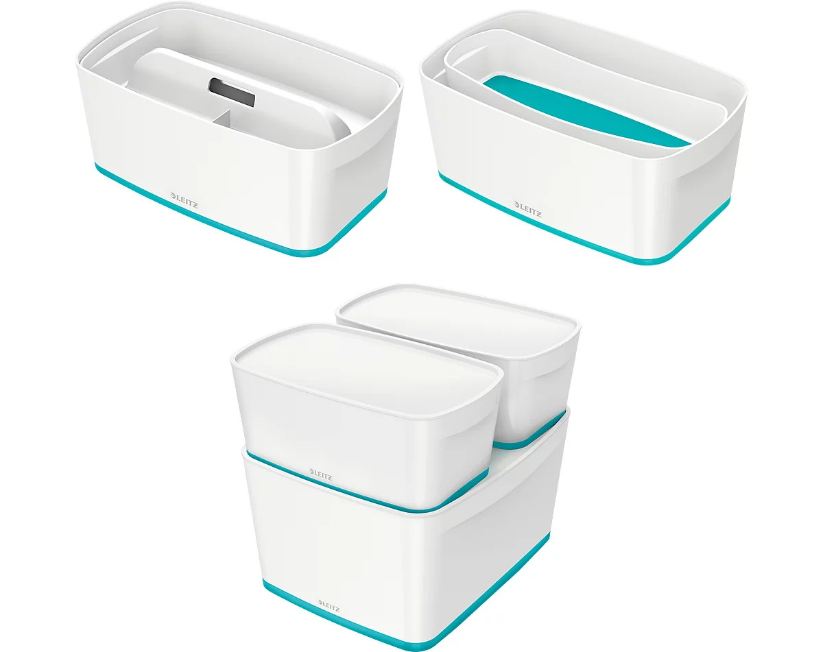 Caja de almacenamiento Leitz MyBox, DIN A5, para utensilios, blanco/azul hielo