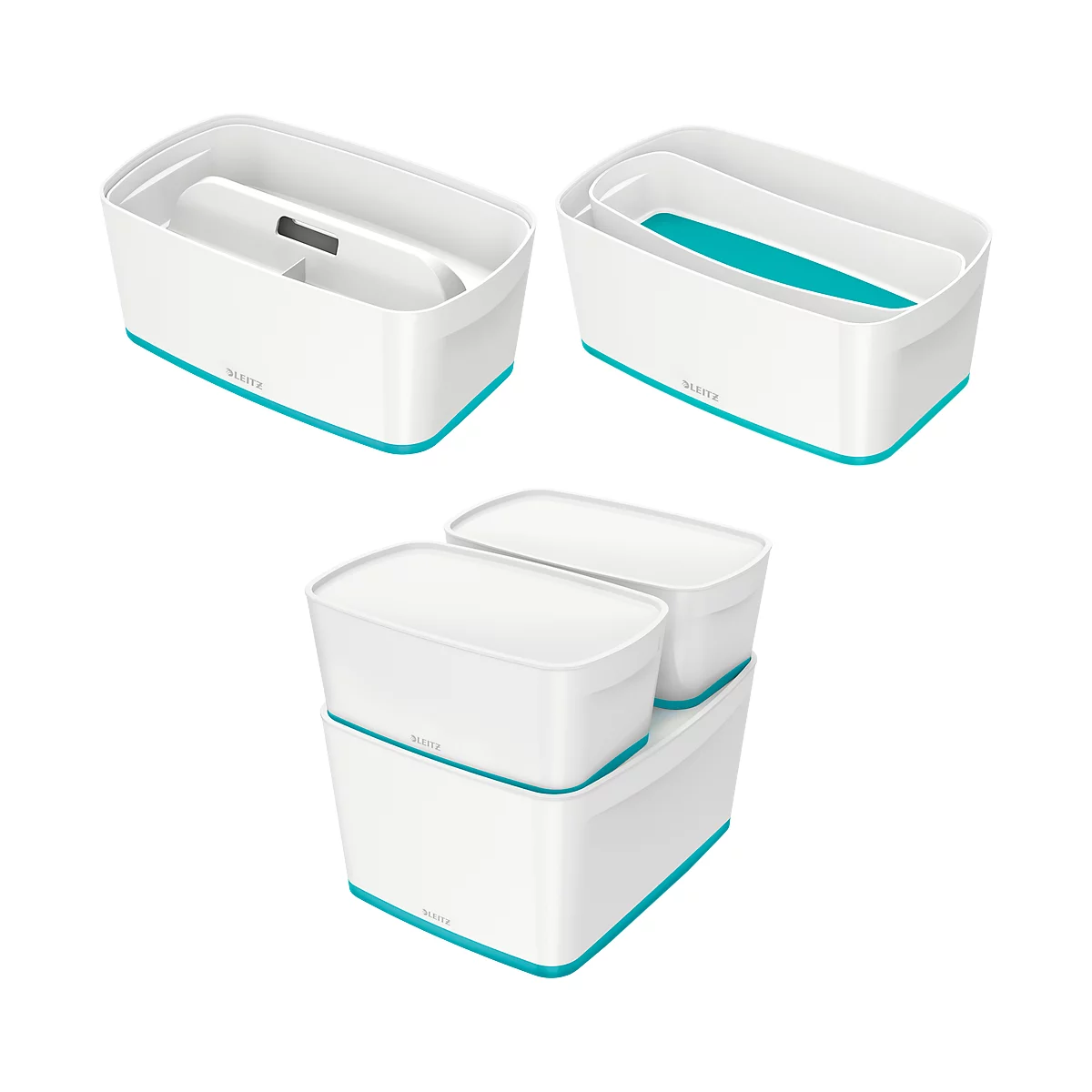 Caja de almacenamiento Leitz MyBox, DIN A5, para utensilios, blanco/azul hielo