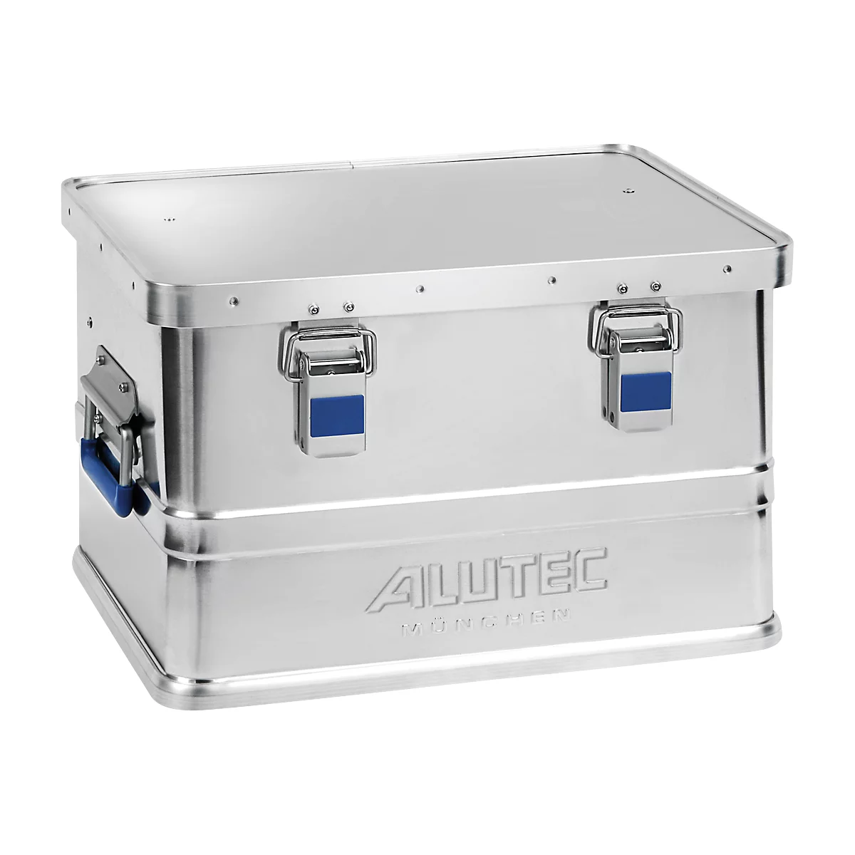 Caja de aluminio Alutec Basic, grosor del material 0,8 mm, apilable, con tapa de 1,5 mm, volumen 30 l