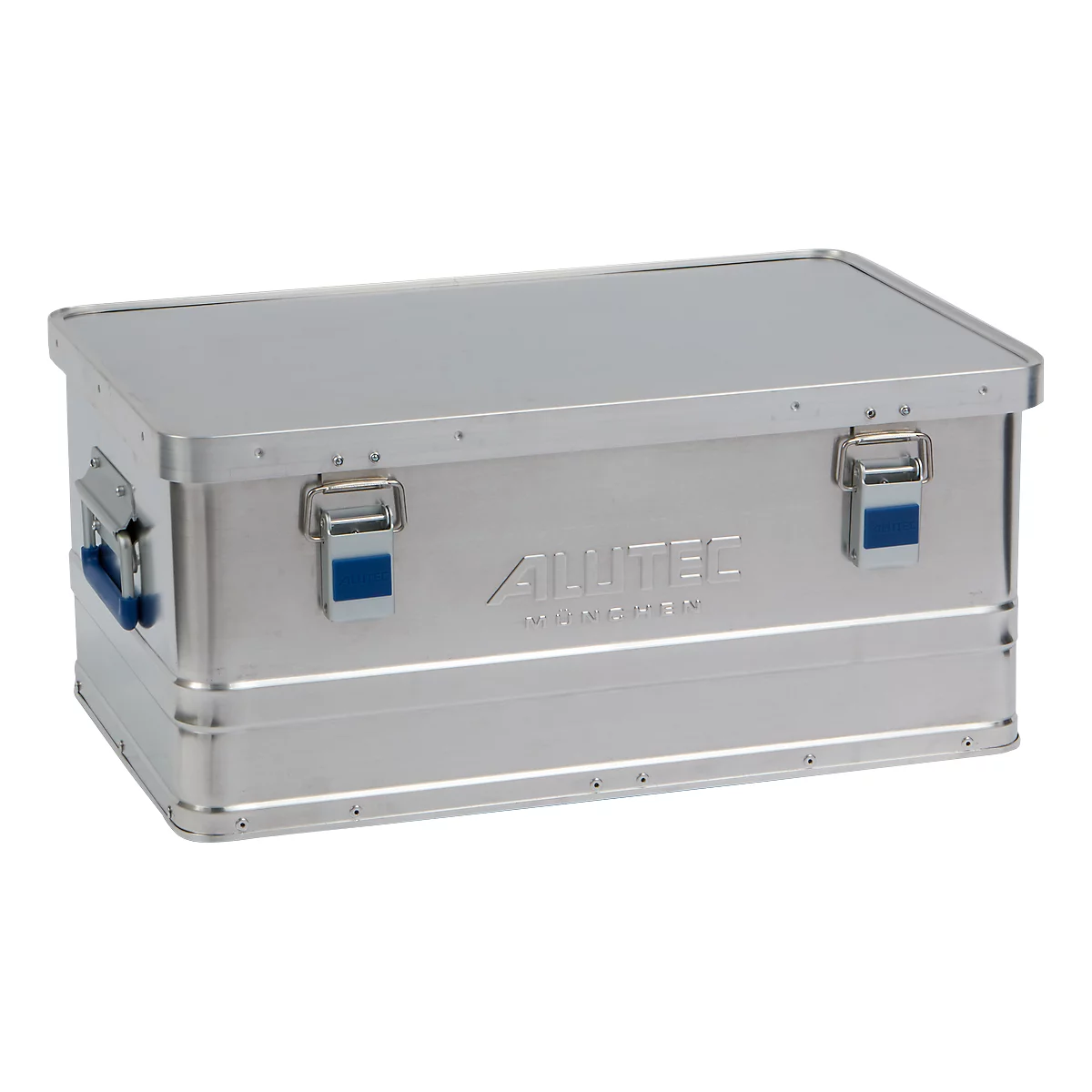 Caja de aluminio Alutec Basic, grosor del material 0,8 mm, apilable, con tapa de 1,5 mm, volumen 40 l