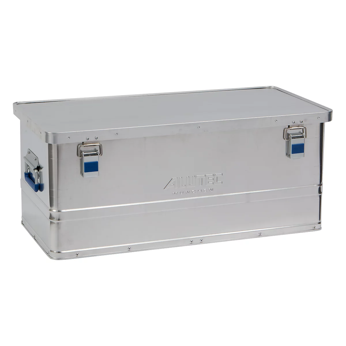 Caja de aluminio Alutec Basic, grosor del material 0,8 mm, apilable, con tapa de 1,5 mm, volumen 80 l