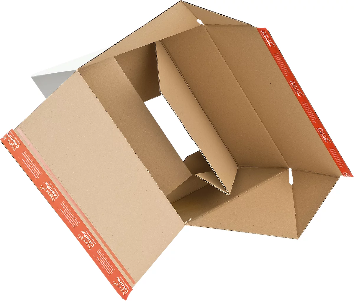 Caja de cartón con fondo flash ColomPac CP 155.255, ancho 310 x fondo 190 x alto 133 mm, plegado en Z, cierre autoadhesivo, blanco, 20 unidades