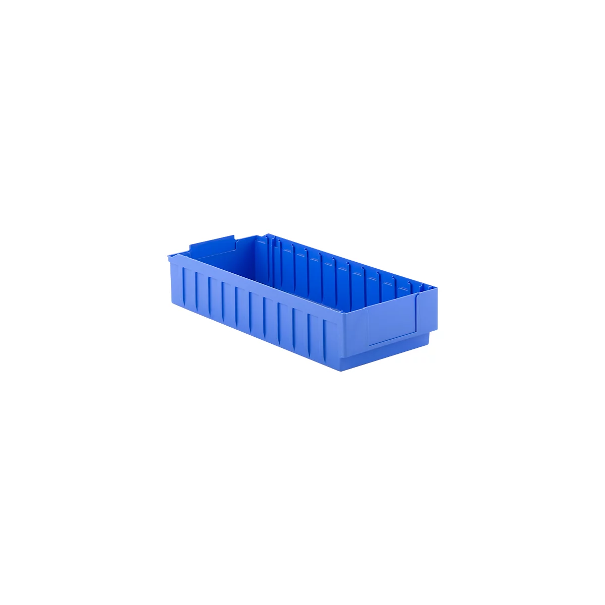 Caja de estantes RK 621B, para 12 compartimentos, de poliestireno, ancho 243 x fondo 590 x alto 115 mm, para estantes de 500 mm de profundidad, azul