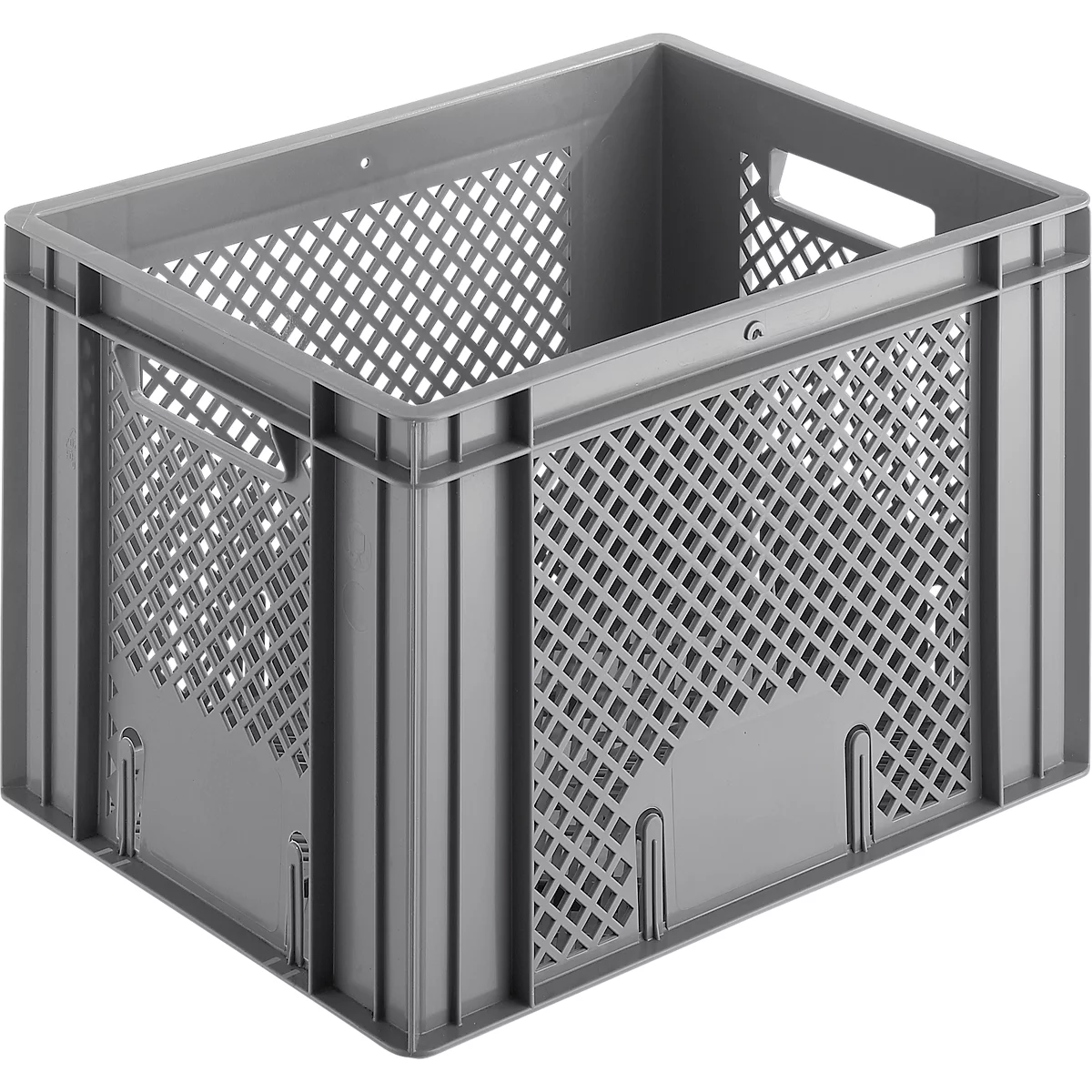 Caja de panadería Euro Box, apta para alimentos, capacidad 20,2 L, versión calada, gris