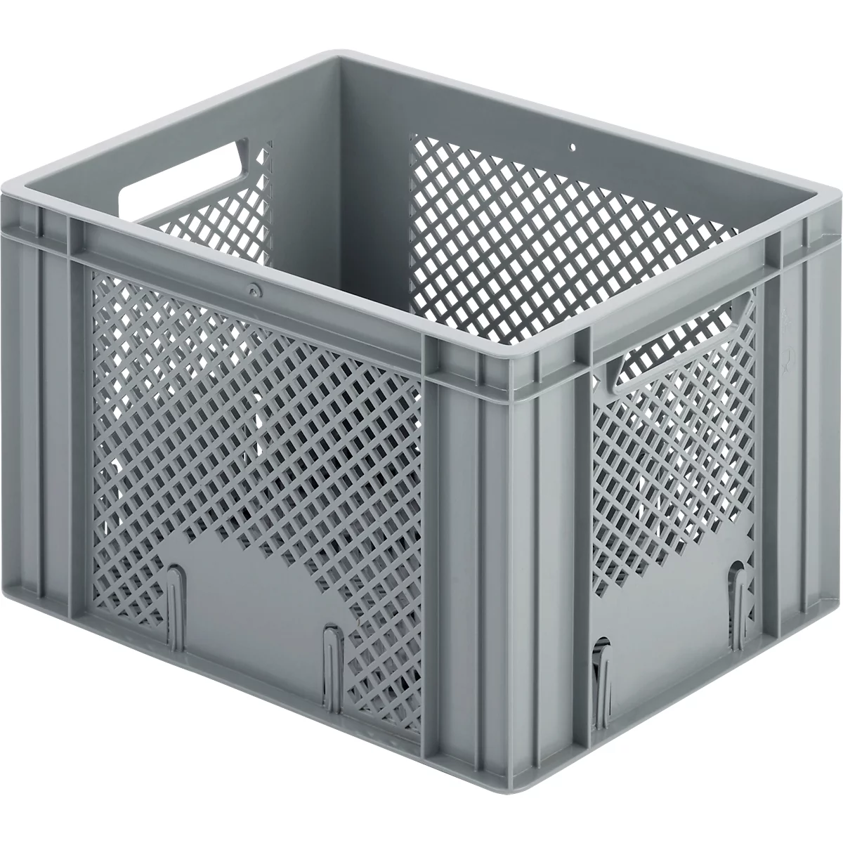 Caja de panadería Euro Box, apta para alimentos, capacidad 20,2 L, versión calada, gris