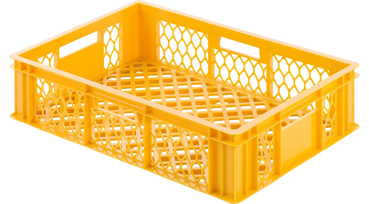 Caja de panadería Euro Box, apta para alimentos, capacidad 27 litros, versión calada, amarillo-naranja