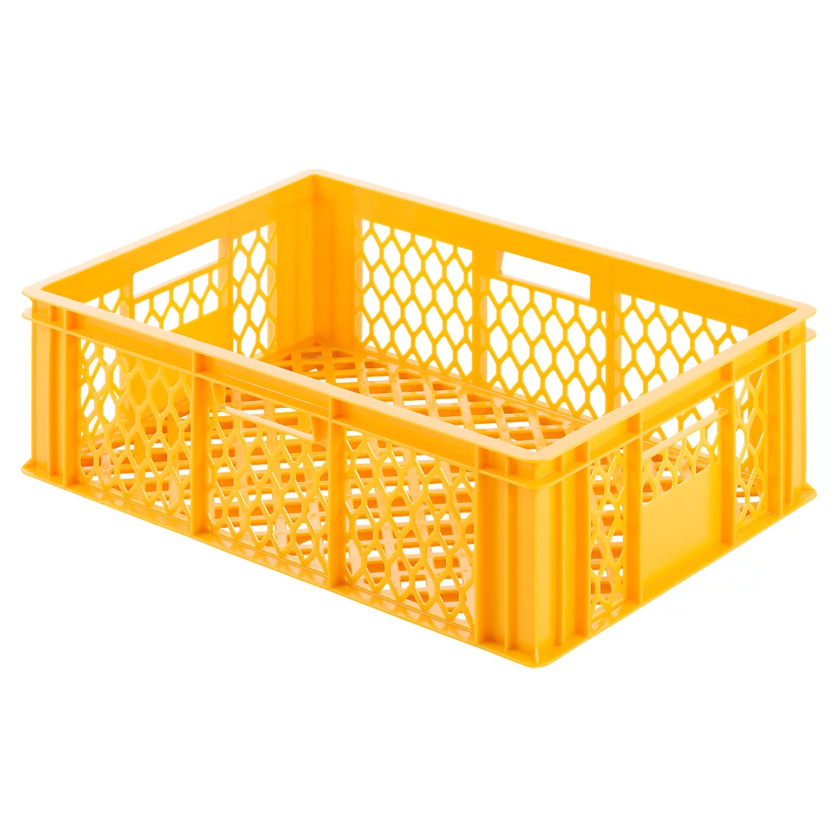 Caja de panadería Euro Box, apta para alimentos, capacidad 35,7 litros, versión calada, amarillo-naranja