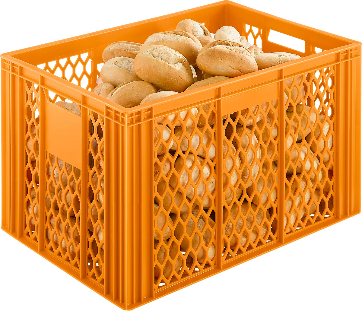 Caja de panadería Euro Box, apta para alimentos, capacidad 79,8 litros, versión calada, amarillo-naranja