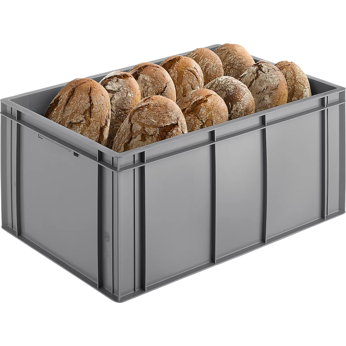 Caja de panadería Ringoplast Euro Box, 56,8 l, apta para alimentos, versión cerrada, sin tapa, L 600 x A 400 x A 273 mm, plástico, gris