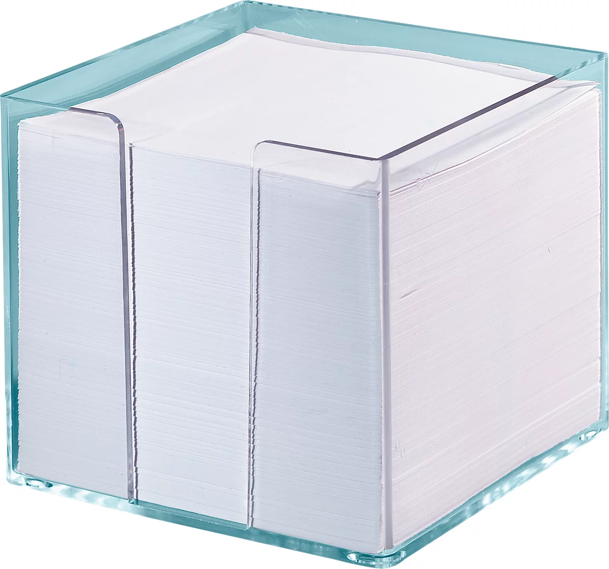 Caja de papel para notas, transparente, 95x95x95 mm, 700 hojas, blanco