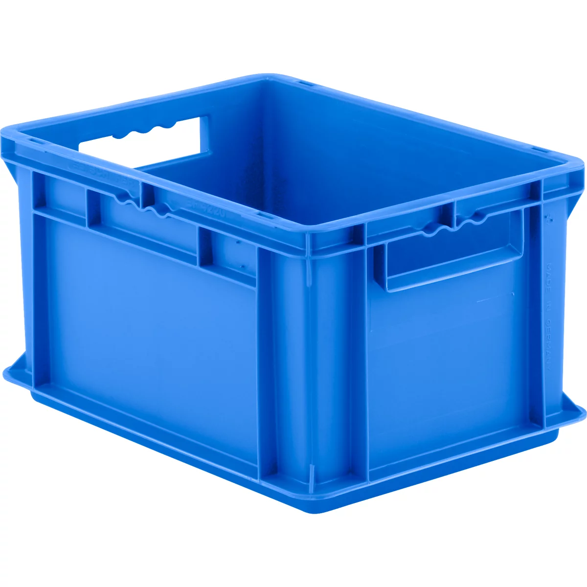 Caja de tamaño EURO EF 4220, L 400 x A 300 x A 220 mm, capacidad 20,4 l, capacidad de carga 15 kg, apilable, polipropileno, azul