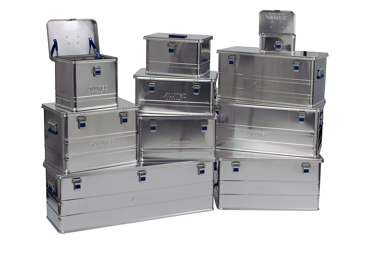 Caja de transporte Alutec COMFORT 6, aluminio, 6 l, L 280 x W 215 x H 150 mm, tapa robusta