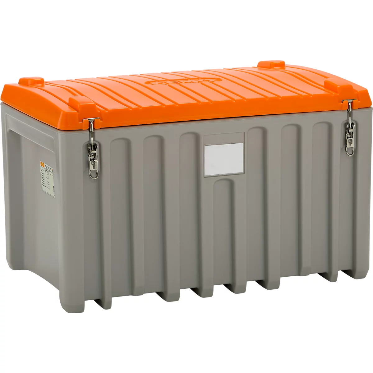 Caja de transporte y plataforma CEMO CEMbox 400, polietileno, 400 l, L 1200 x An 790 x Al 750 mm, apilable, gris/naranja