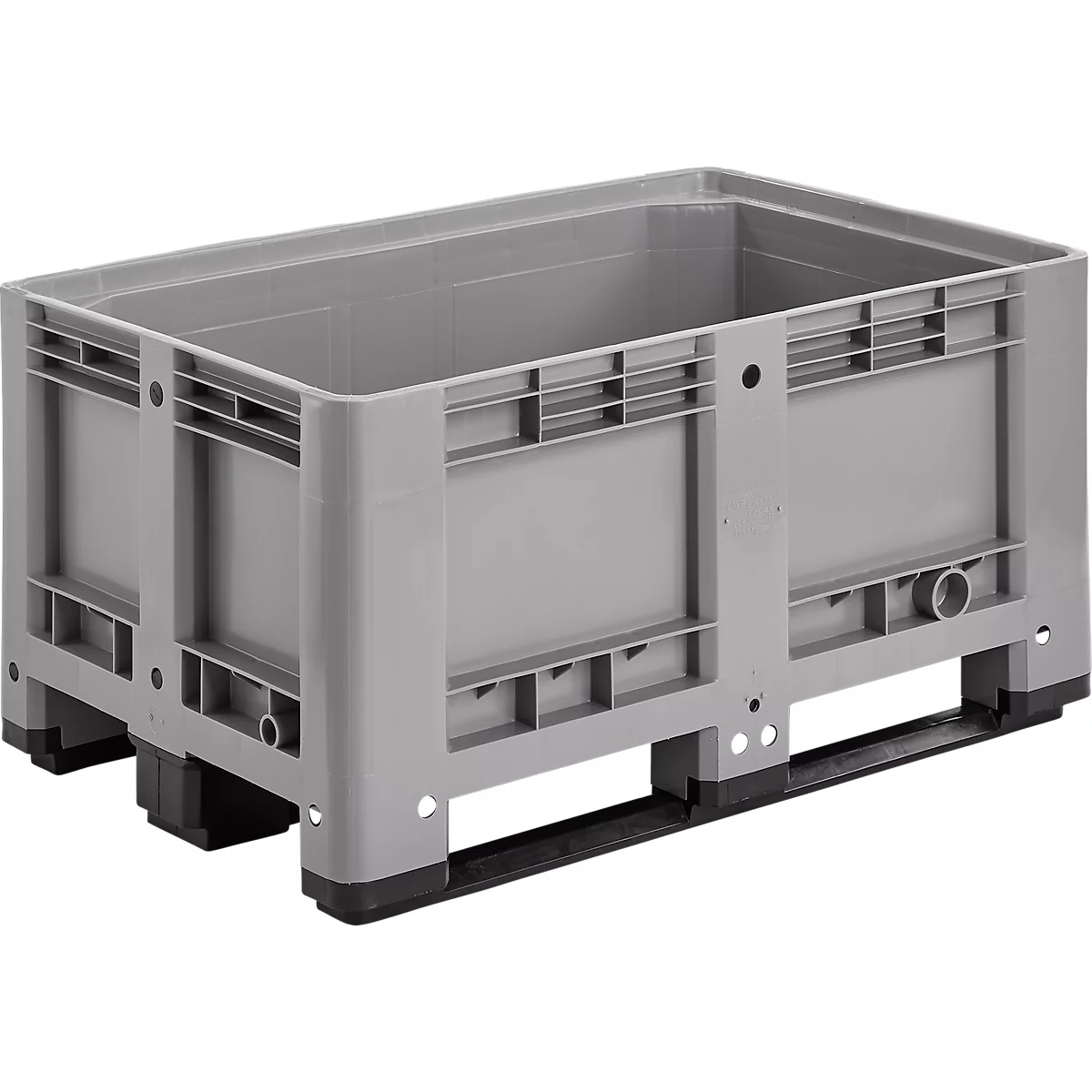 Caja industrial, Euronorm, volumen 330 l, hasta 450 kg, apilable, con 3 guías, cerrada, L 1200 x A 800 x H 600 mm, polietileno, gris