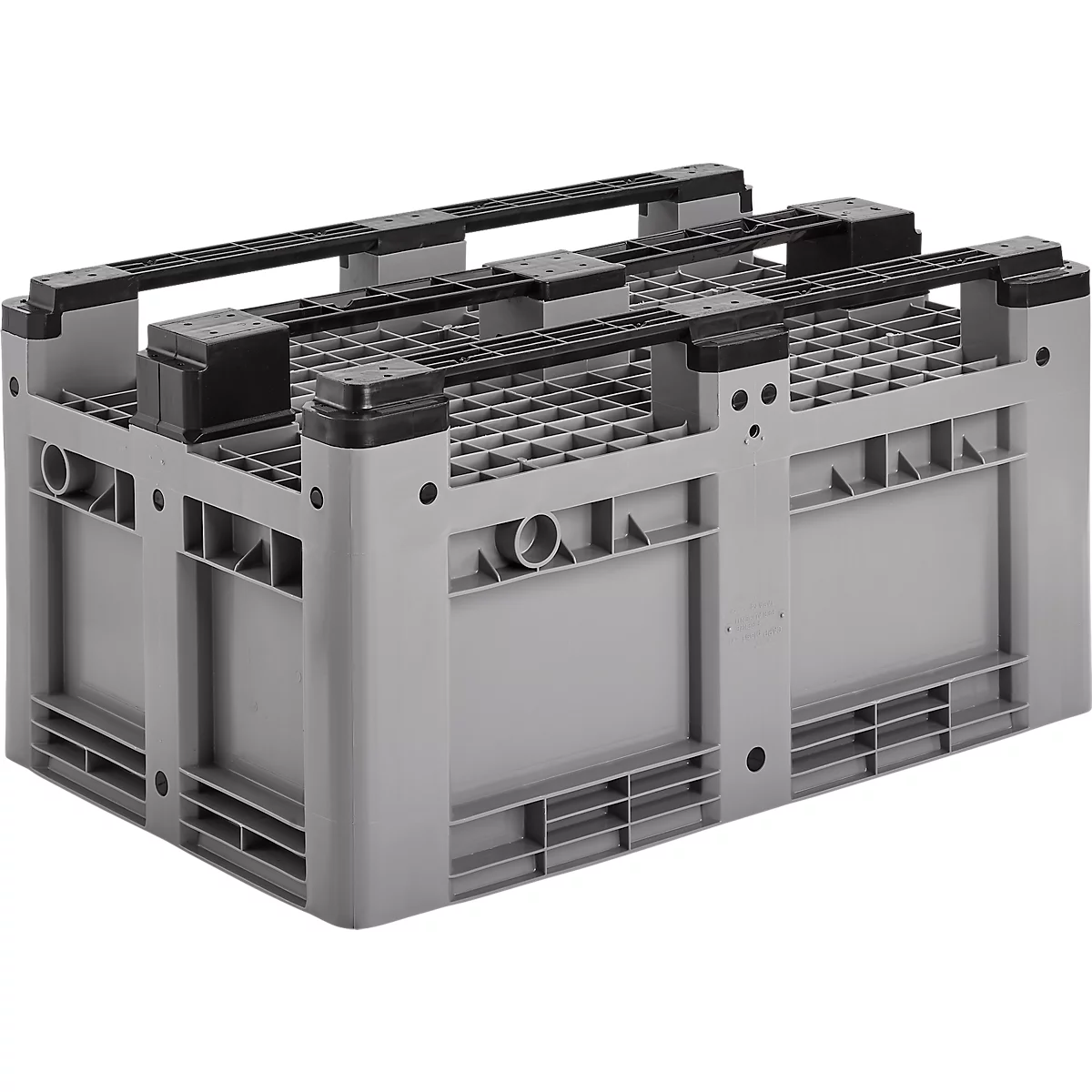 Caja industrial, Euronorm, volumen 330 l, hasta 450 kg, apilable, con 3 guías, cerrada, L 1200 x A 800 x H 600 mm, polietileno, gris