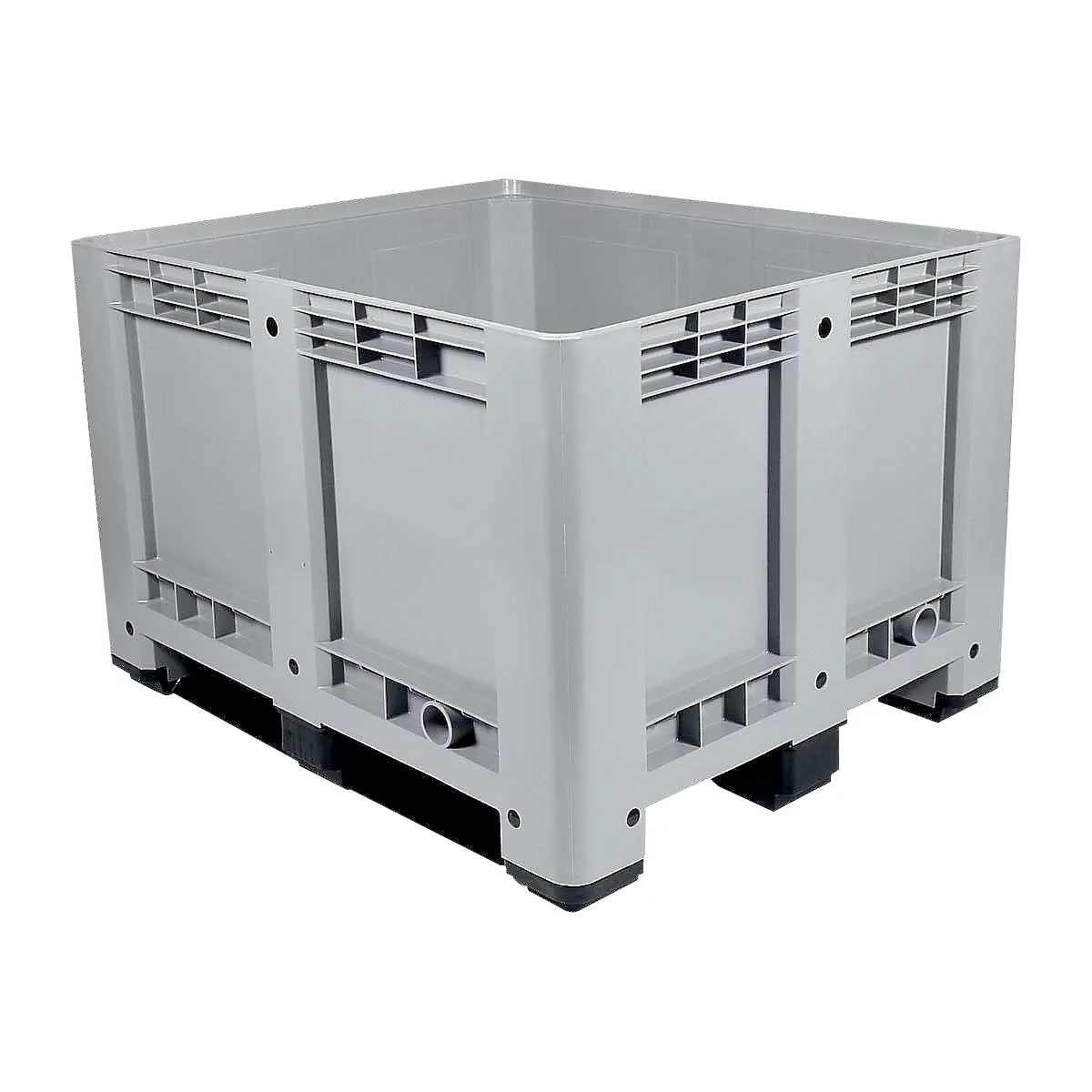 Caja industrial, Euronorm, volumen 610 l, hasta 450 kg, apilable, con 3 guías, cerrada, L 1200 x A 1000 x H 780 mm, polietileno, gris