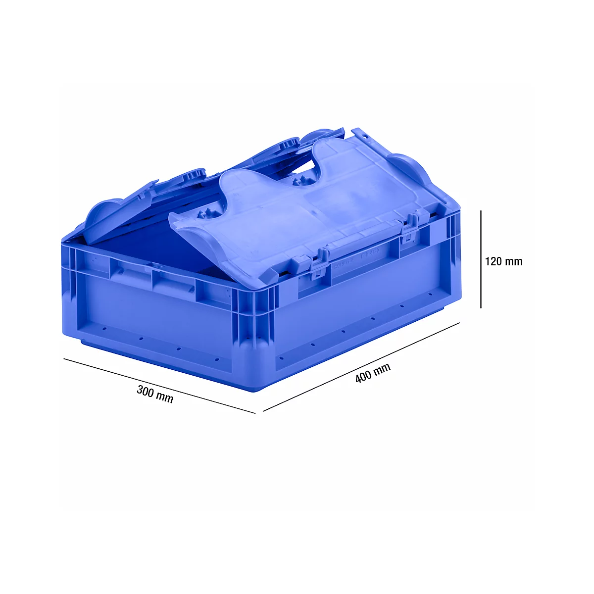 Caja ligera norma europea ELB 4120, de PP, capacidad 10,9 l, con tapa, azul