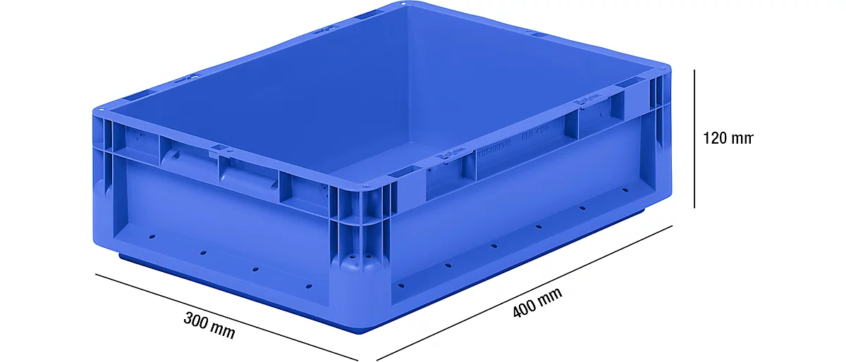 Caja ligera norma europea ELB 4120, de PP, capacidad 10,9 l, sin tapa, azul