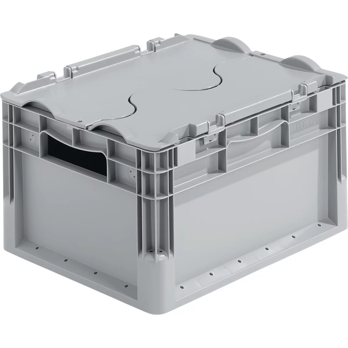 Caja ligera norma europea ELB 4220, de PP, capacidad 20,4 l, con tapa, gris