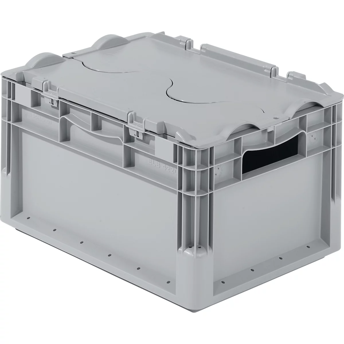 Caja ligera norma europea ELB 4220, de PP, capacidad 20,4 l, con tapa, gris