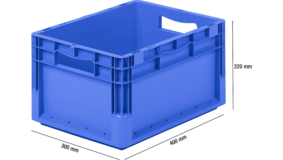 Caja ligera norma europea ELB 4220, de PP, capacidad 20,4 l, sin tapa, azul