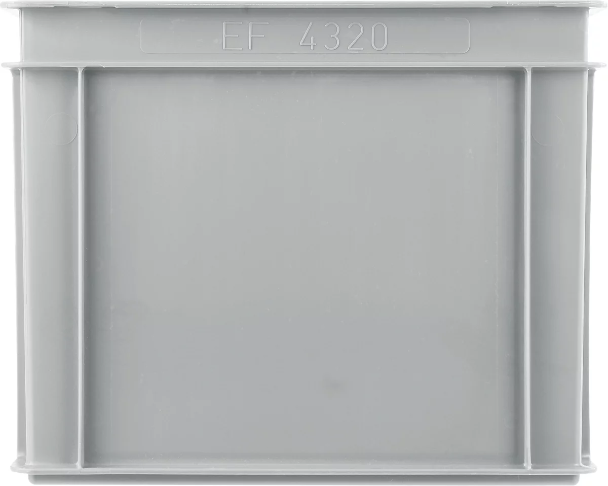 Caja norma europea serie EF 4320, de PP, capacidad 29,5 l, paredes cerradas, asa integrada, gris