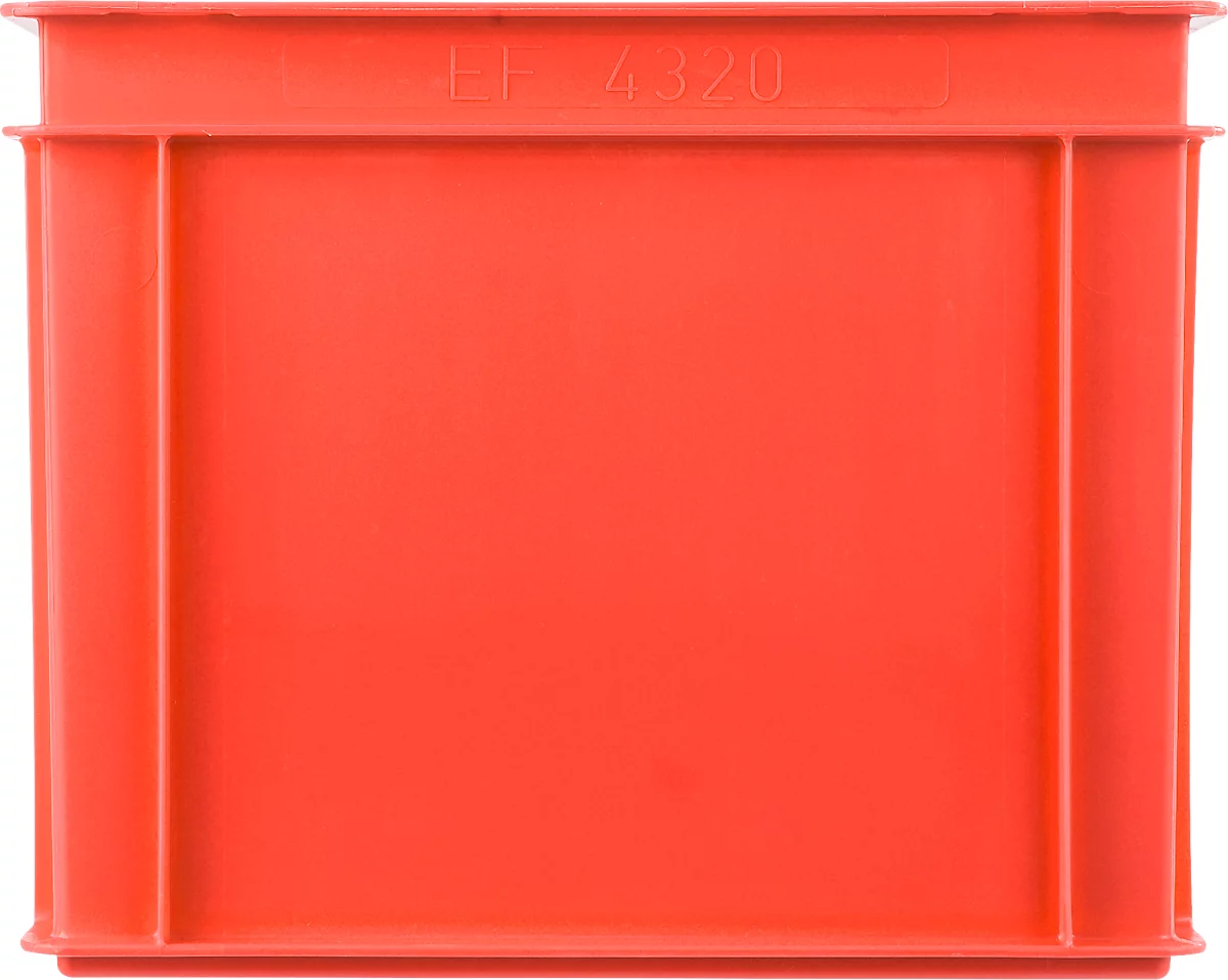 Caja norma europea serie EF 4320, de PP, capacidad 29,5 l, paredes cerradas, asa integrada, rojo