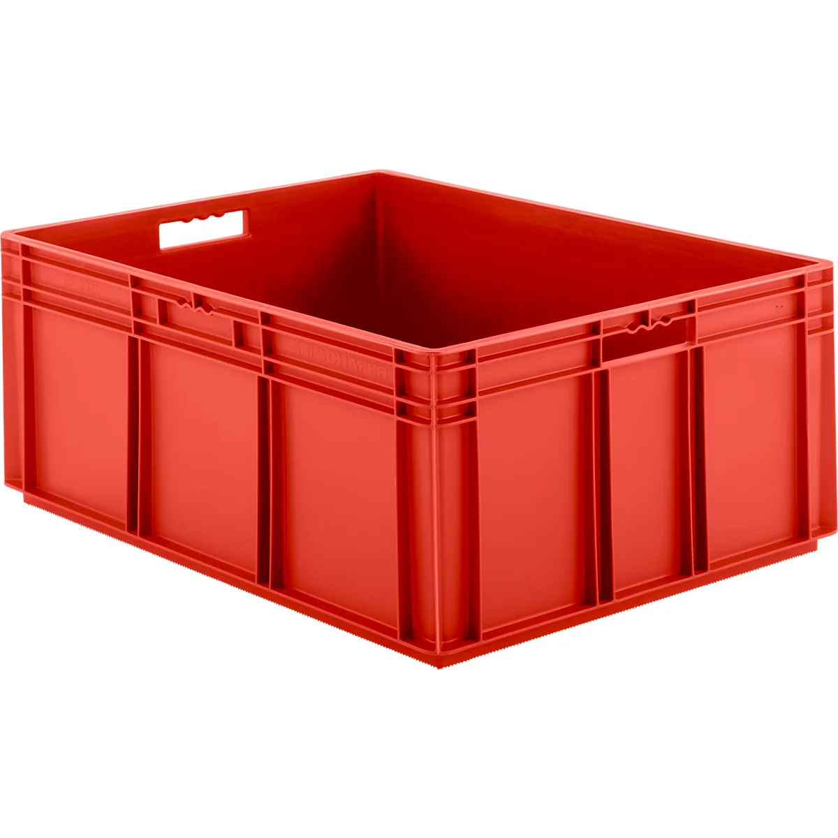 Caja norma europea serie EF 8320, de PP, capacidad 122 l, paredes cerradas, rojo, asidero