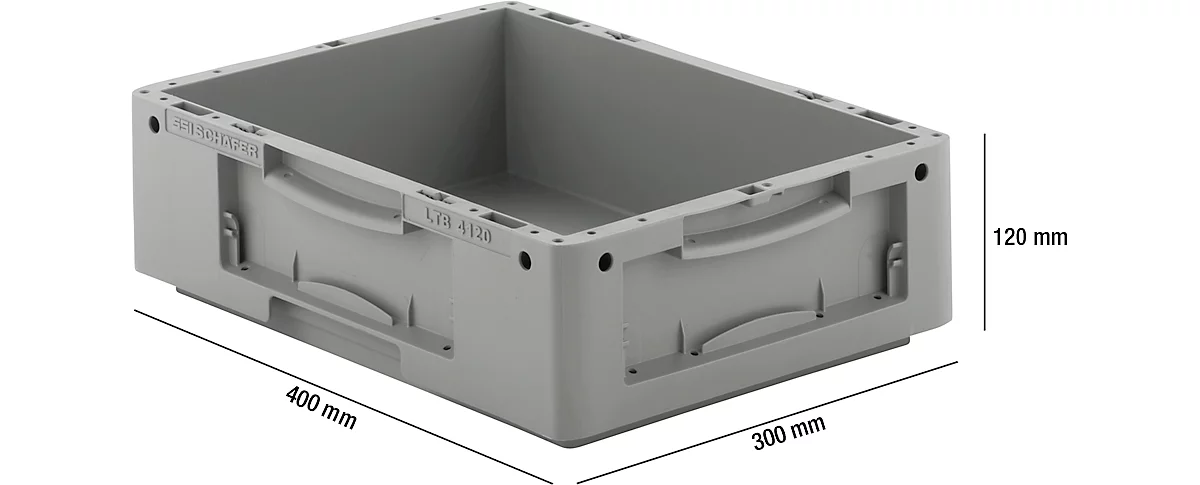 Caja norma europea serie LTB 4120, de PP, capacidad 10 l, sin tapa, gris