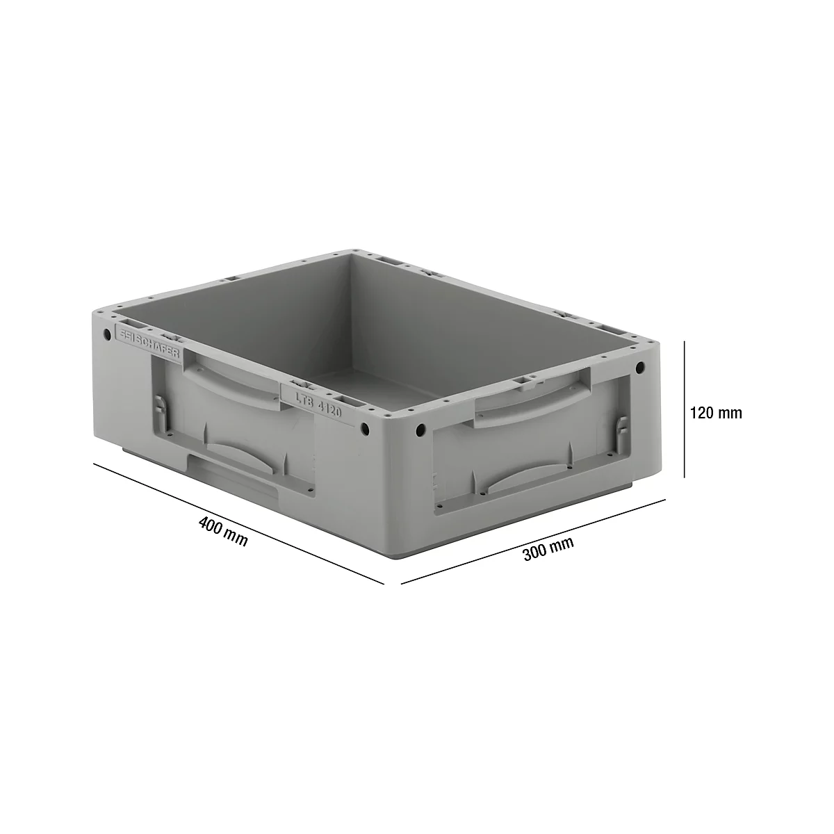 Caja norma europea serie LTB 4120, de PP, capacidad 10 l, sin tapa, gris