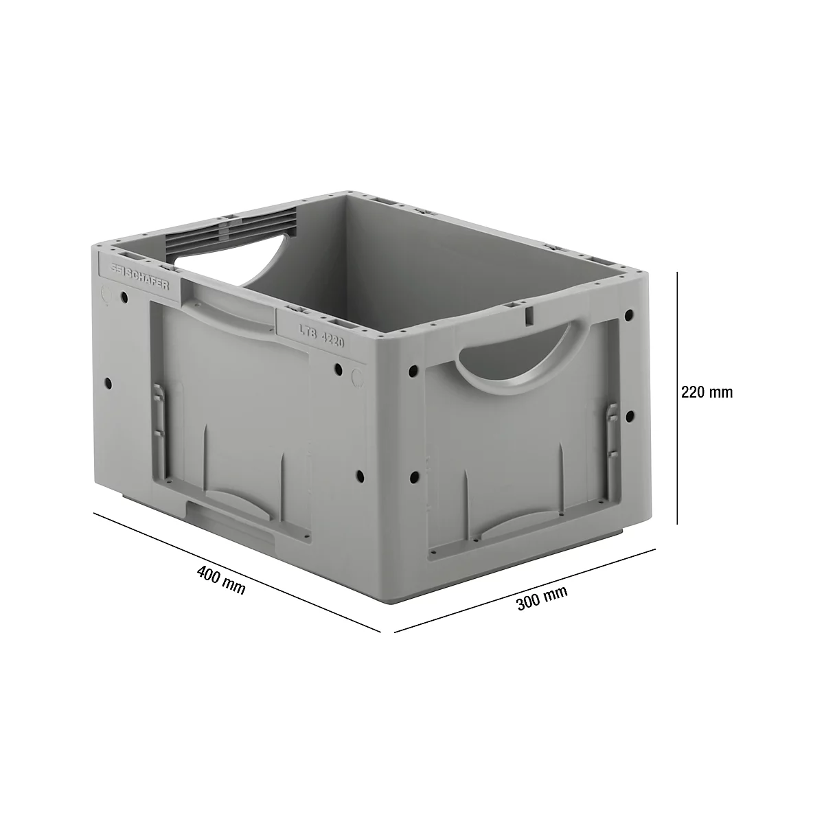 Caja norma europea serie LTB 4220, de PP, capacidad 19,8 l, sin tapa, gris