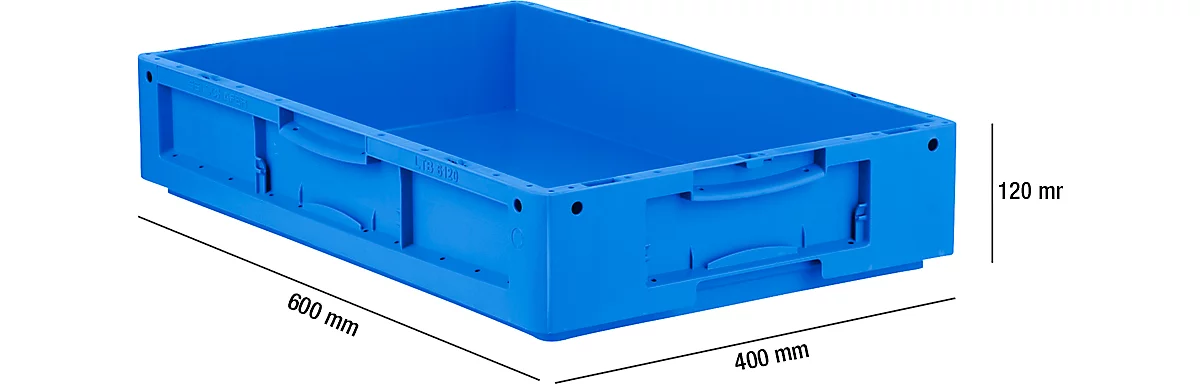 Caja norma europea serie LTB 6120, de PP, capacidad 20,3 l, sin tapa, azul