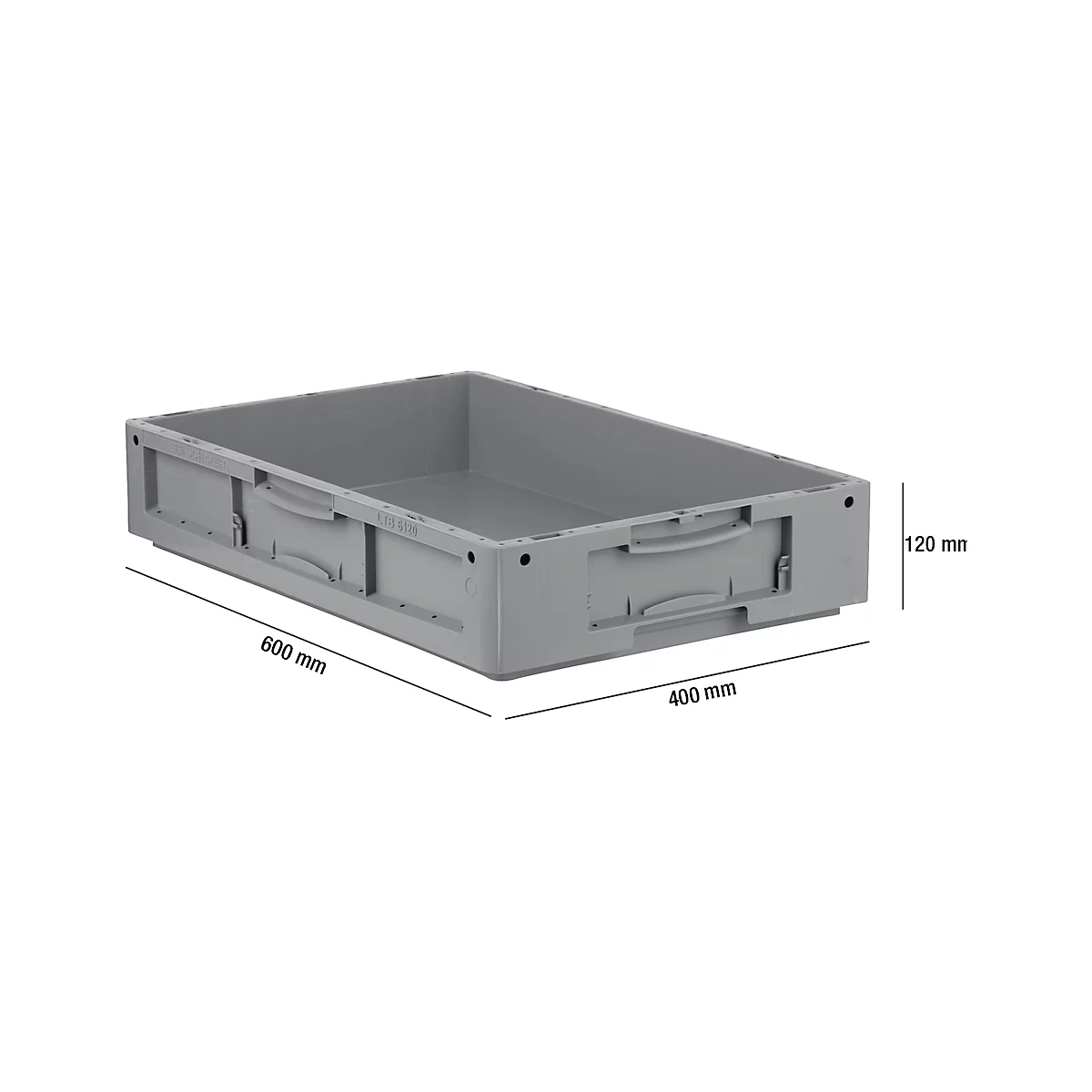 Caja norma europea serie LTB 6120, de PP, capacidad 20,3 l, sin tapa, gris