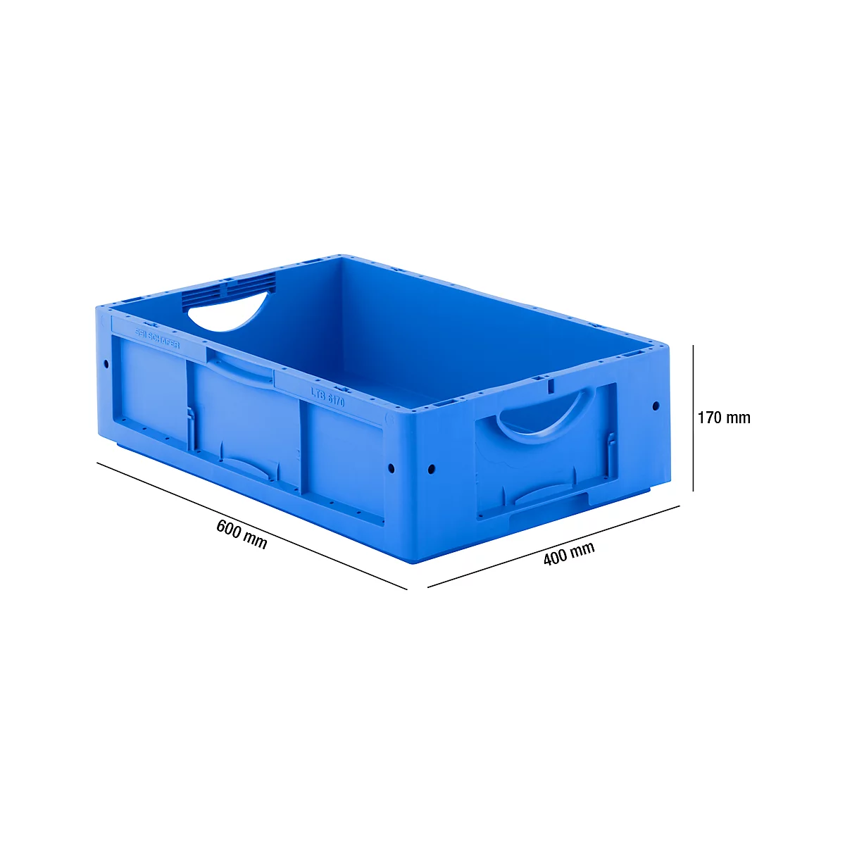 Caja norma europea serie LTB 6170, de PP, capacidad 30,7 l, sin tapa, azul