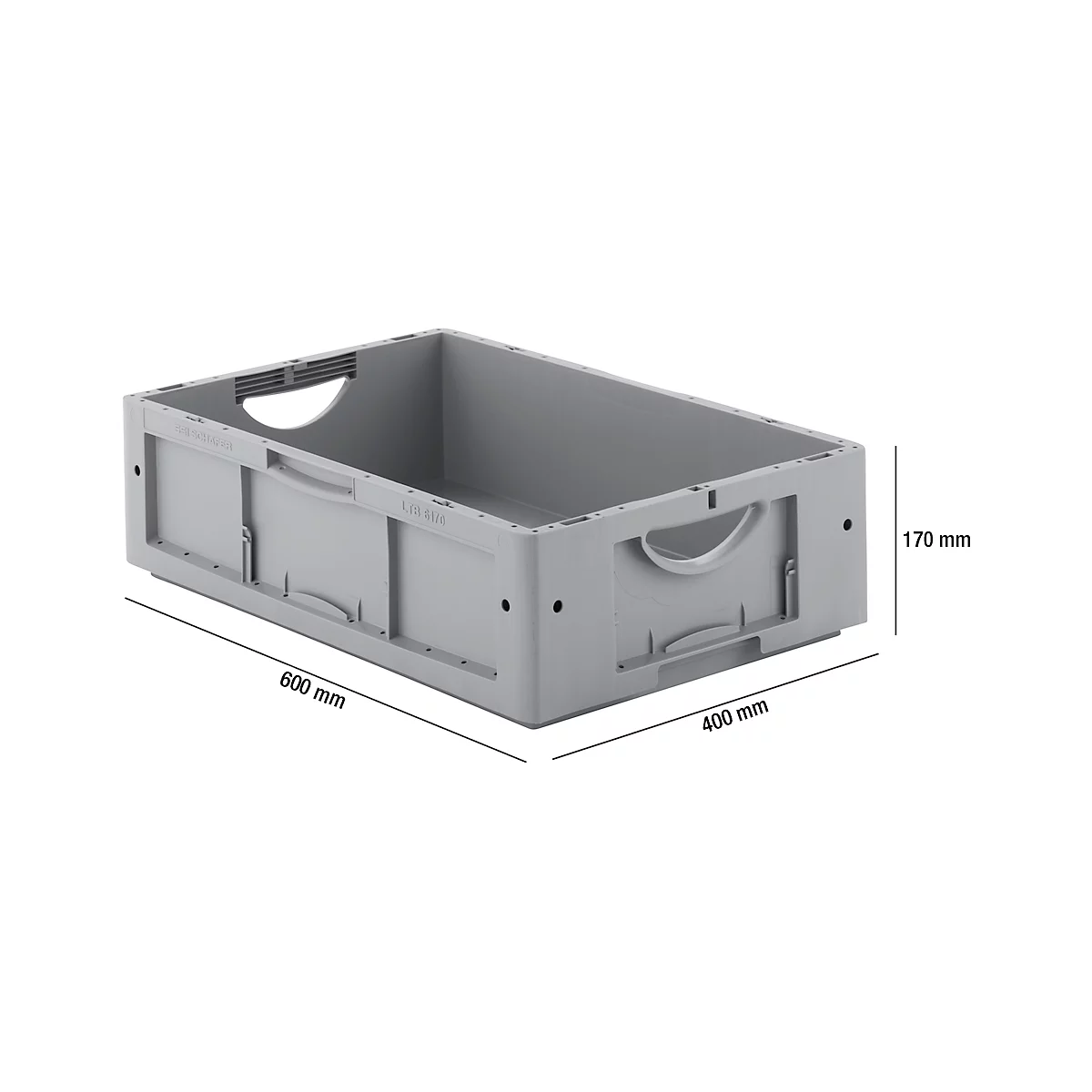 Caja norma europea serie LTB 6170, de PP, capacidad 30,7 l, sin tapa, gris