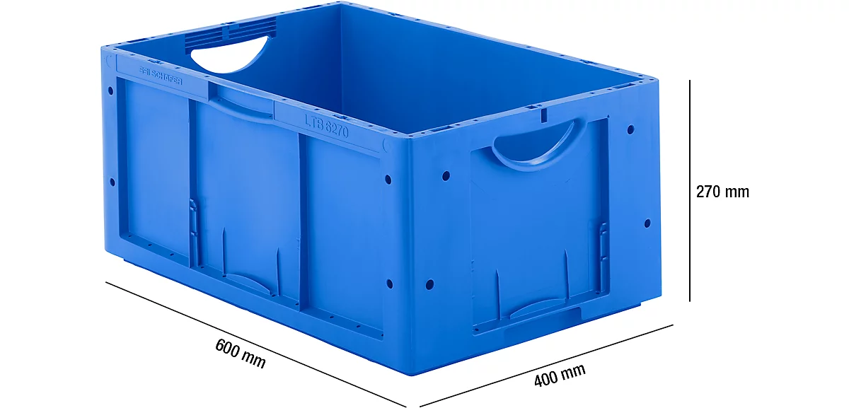 Caja norma europea serie LTB 6270, de PP, capacidad 51,4 l, sin tapa, azul