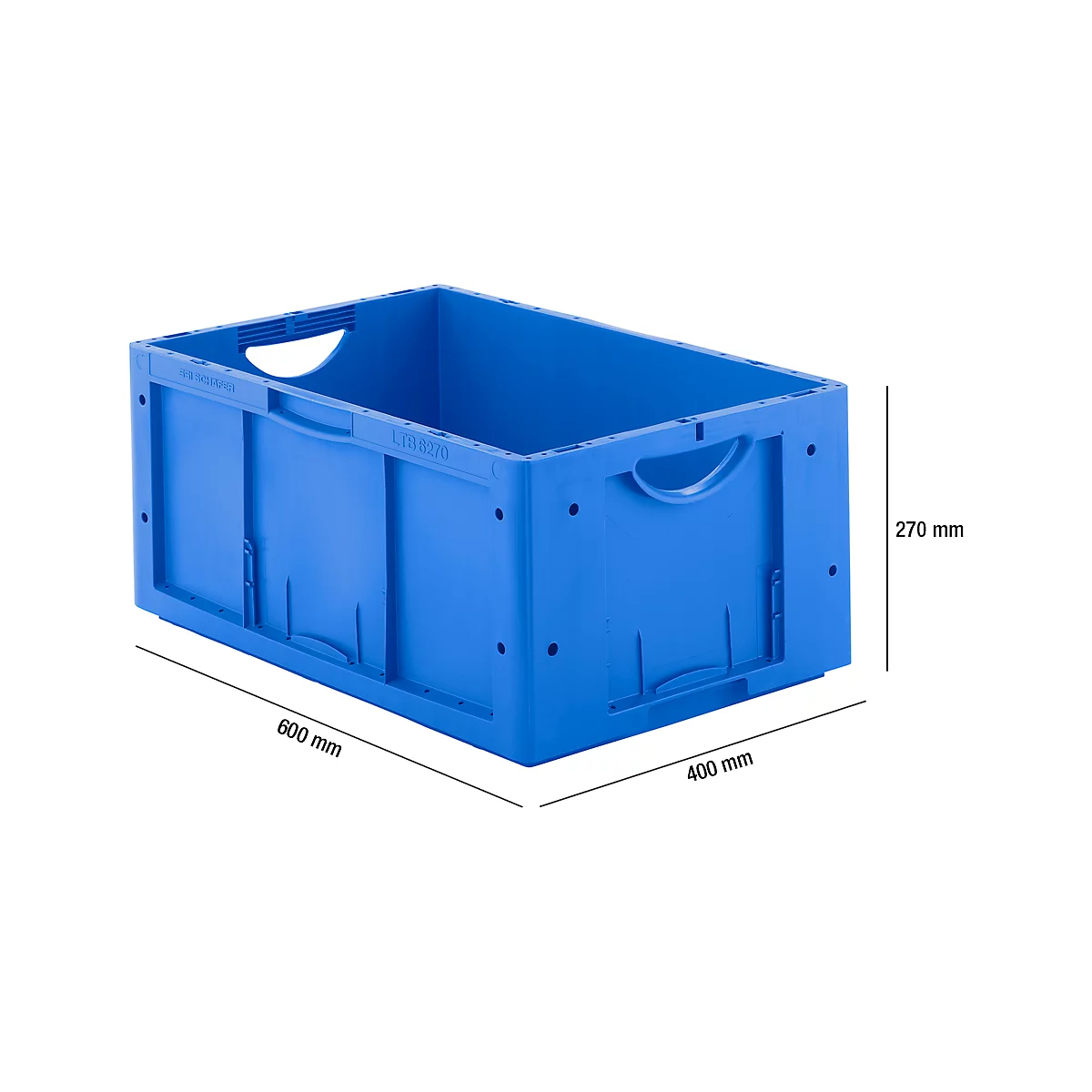 Caja norma europea serie LTB 6270, de PP, capacidad 51,4 l, sin tapa, azul