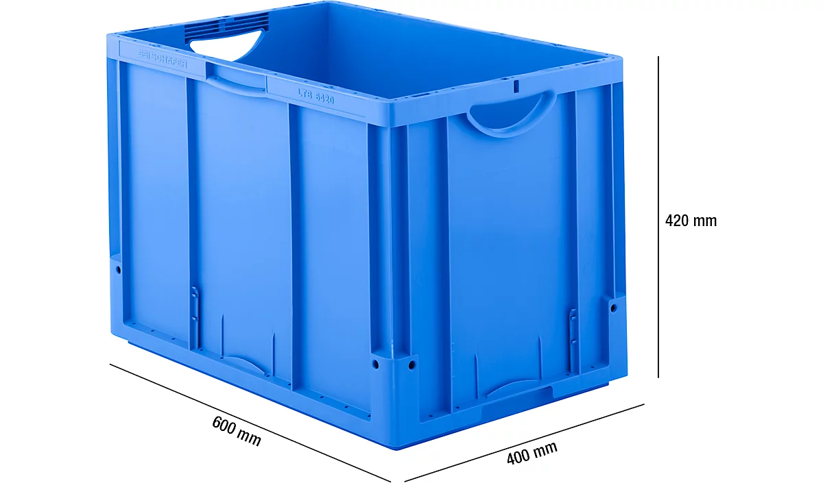 Caja norma europea serie LTB 6420, de PP, capacidad 82,3 l, sin tapa, azul