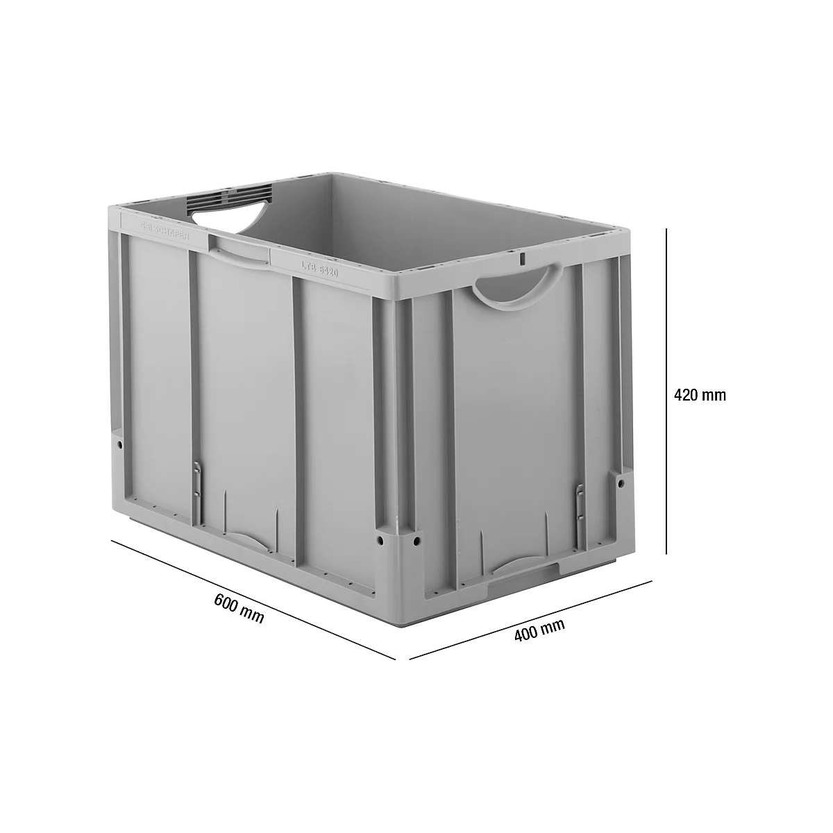 Caja norma europea serie LTB 6420, de PP, capacidad 82,3 l, sin tapa, gris