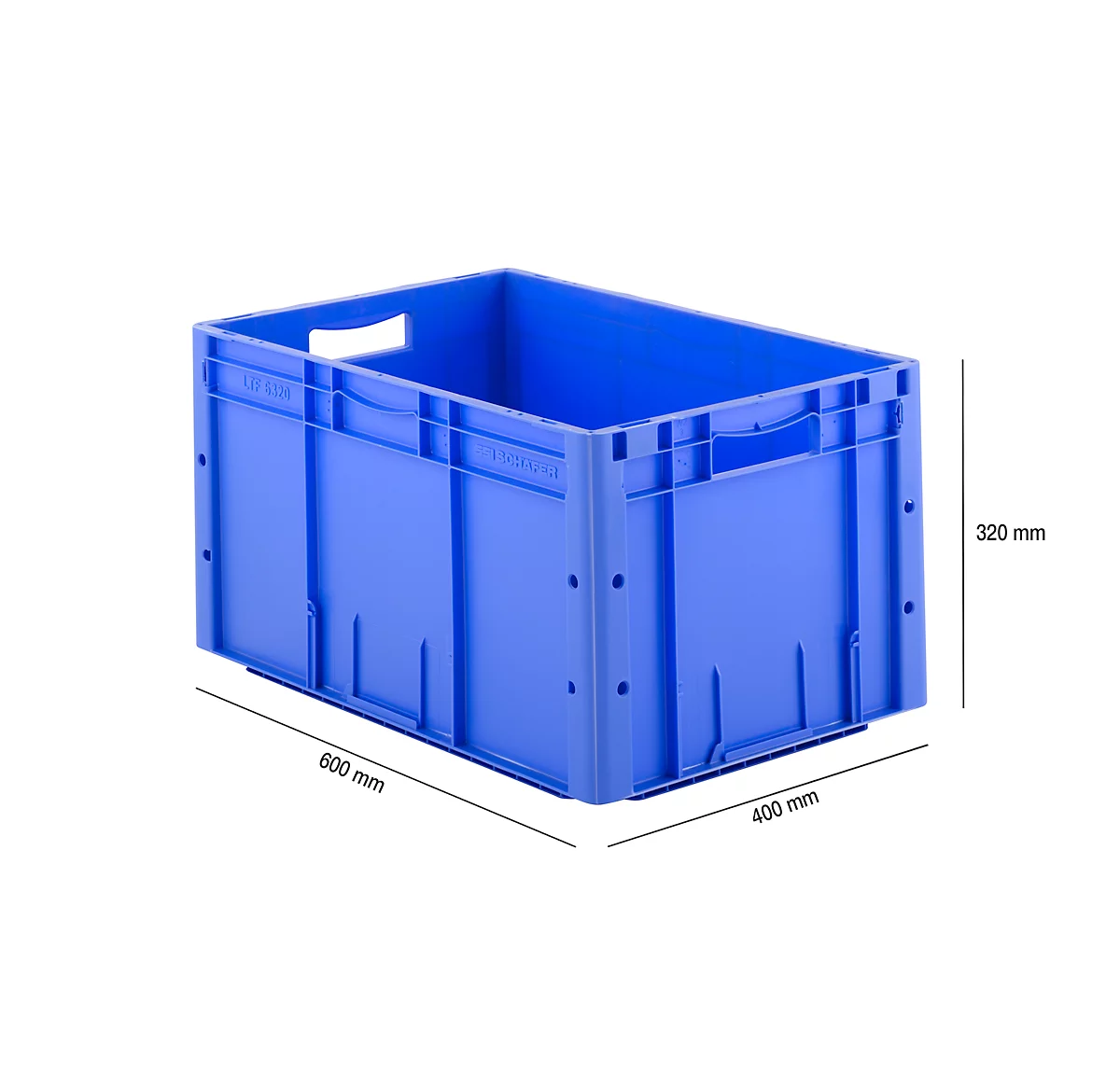 Caja norma europea serie LTF 6320, de PP, capacidad 62,7 l, asidero, azul