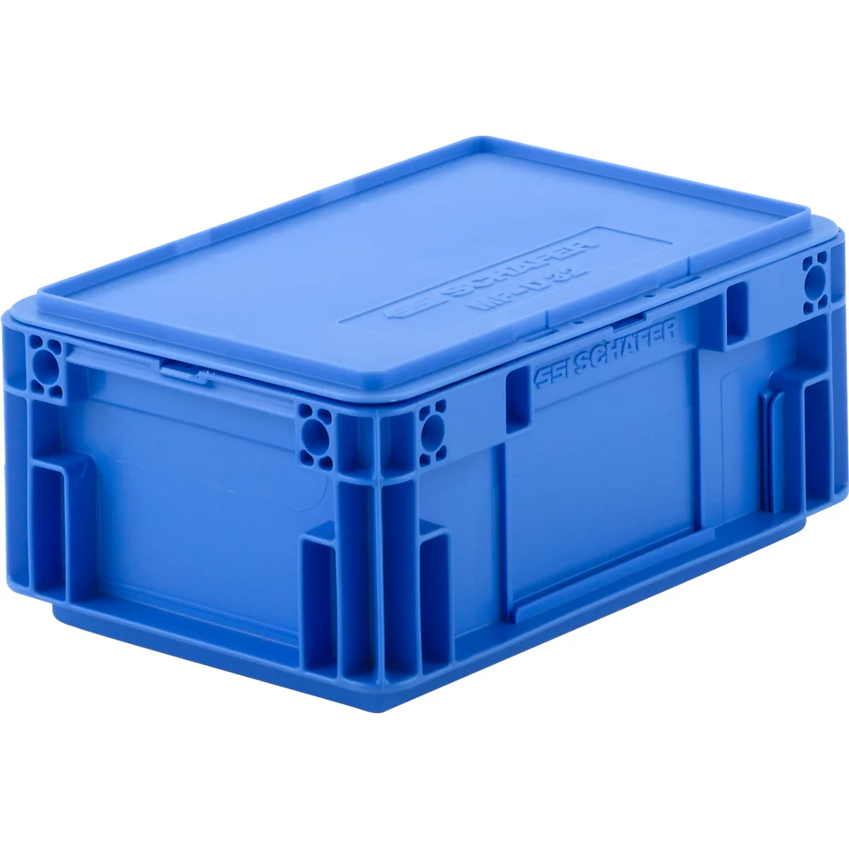 Caja norma europea serie MF 3120, de PP, capacidad 5,2 l, asa integrada, azul